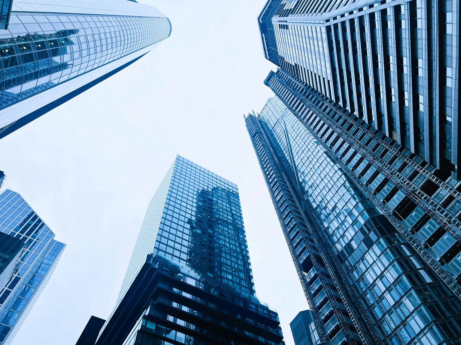 Office towers seen from street level