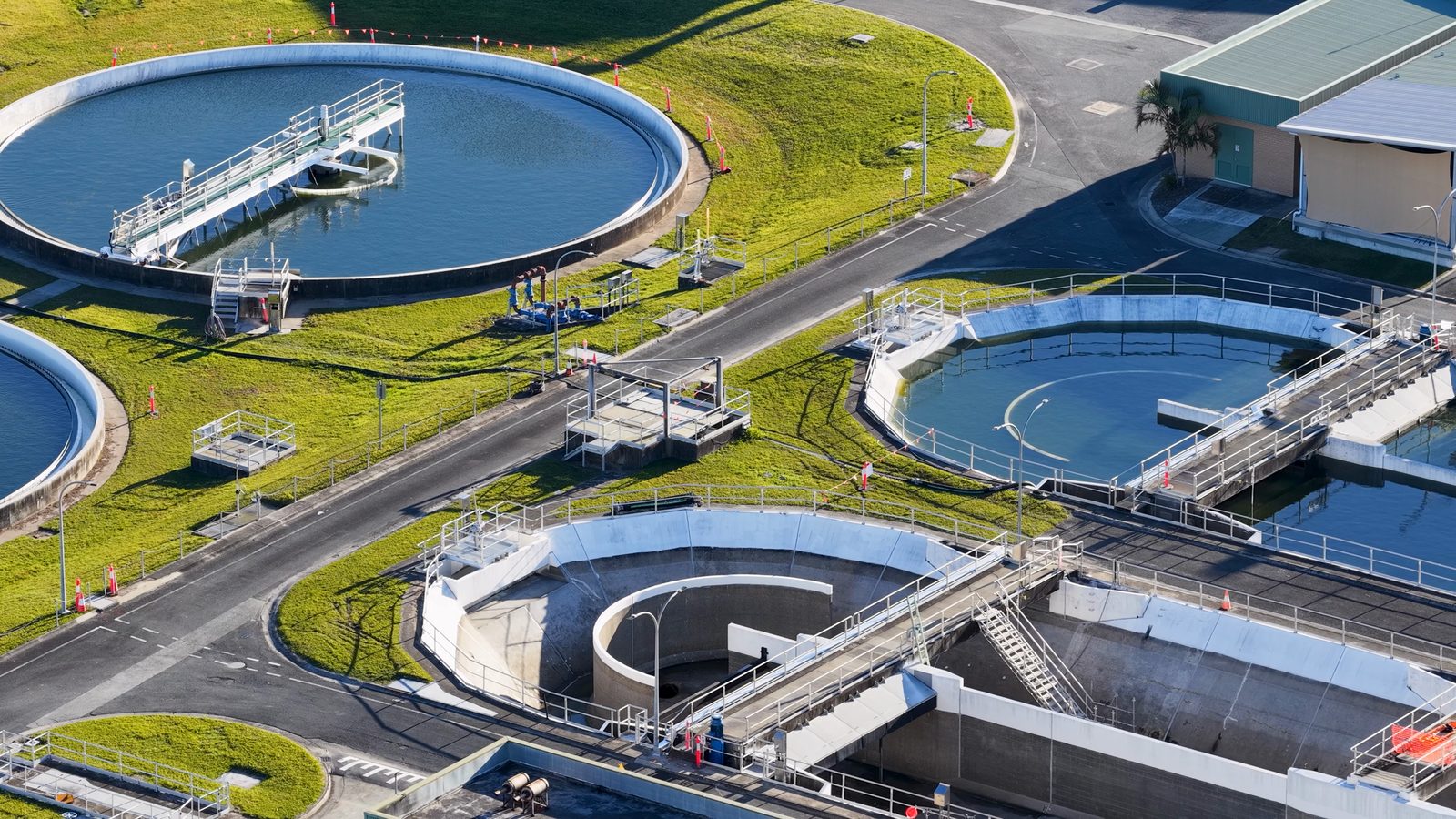 Aerial view of a water treatment plant